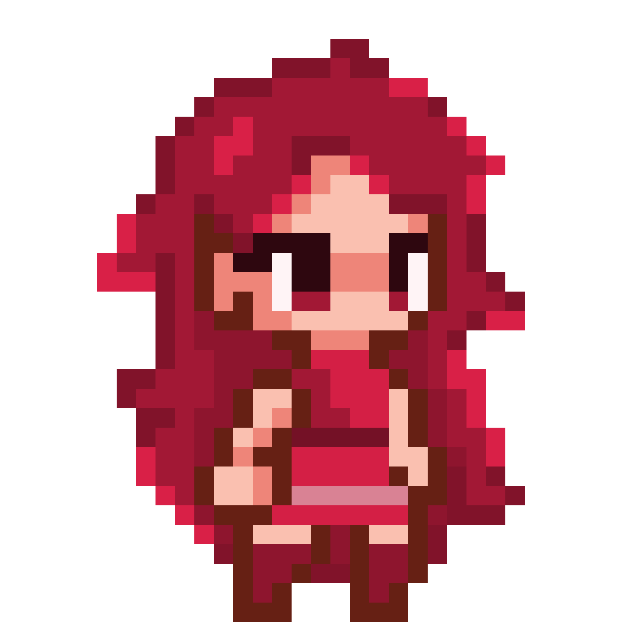 pixel character with red hair
